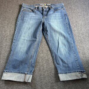 Old Navy Womens Low Waist Cuffed Hem Blue Denim Stretch Capri Jeans Size 12 2005